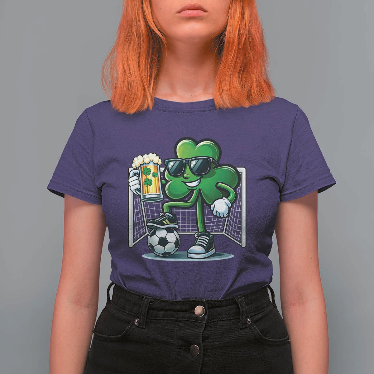 Funny Irish Shamrock Dabbing Soccer T Shirt For Women St Patricks Day