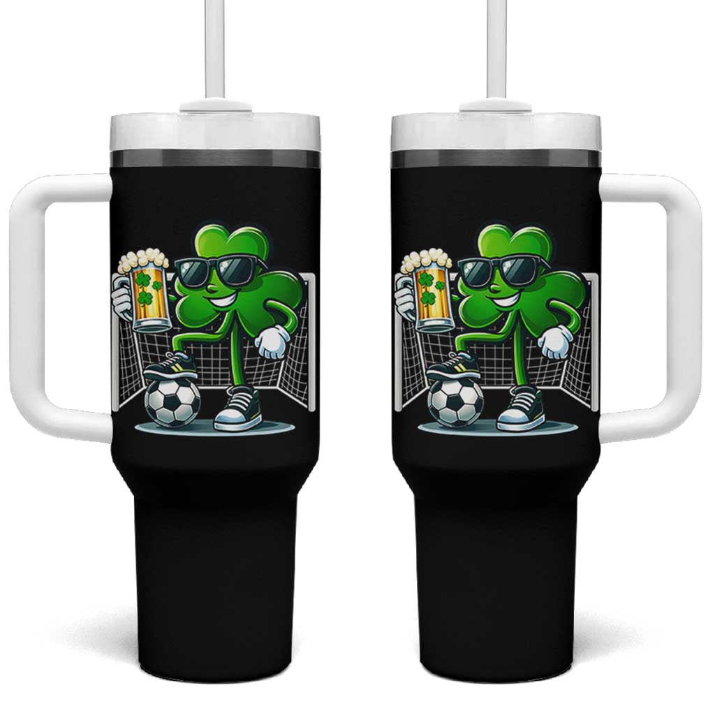 Funny Irish Shamrock Dabbing Soccer Tumbler With Handle St Patricks Day