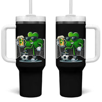 Funny Irish Shamrock Dabbing Soccer Tumbler With Handle St Patricks Day