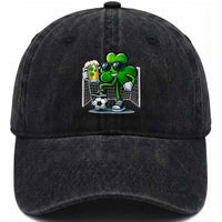 Funny Irish Shamrock Dabbing Soccer Washed Cotton Baseball Cap St Patricks Day