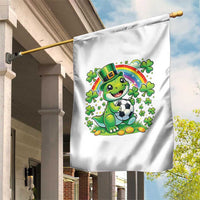 Cute Dinosaur Soccer Player Garden Flag St Patricks Day Dino Lover