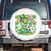 Cute Dinosaur Soccer Player Spare Tire Cover St Patricks Day Dino Lover