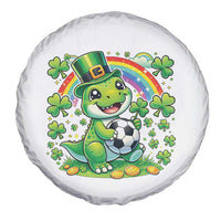 Cute Dinosaur Soccer Player Spare Tire Cover St Patricks Day Dino Lover
