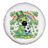 Cute Dinosaur Soccer Player Spare Tire Cover St Patricks Day Dino Lover