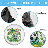 Cute Dinosaur Soccer Player Spare Tire Cover St Patricks Day Dino Lover