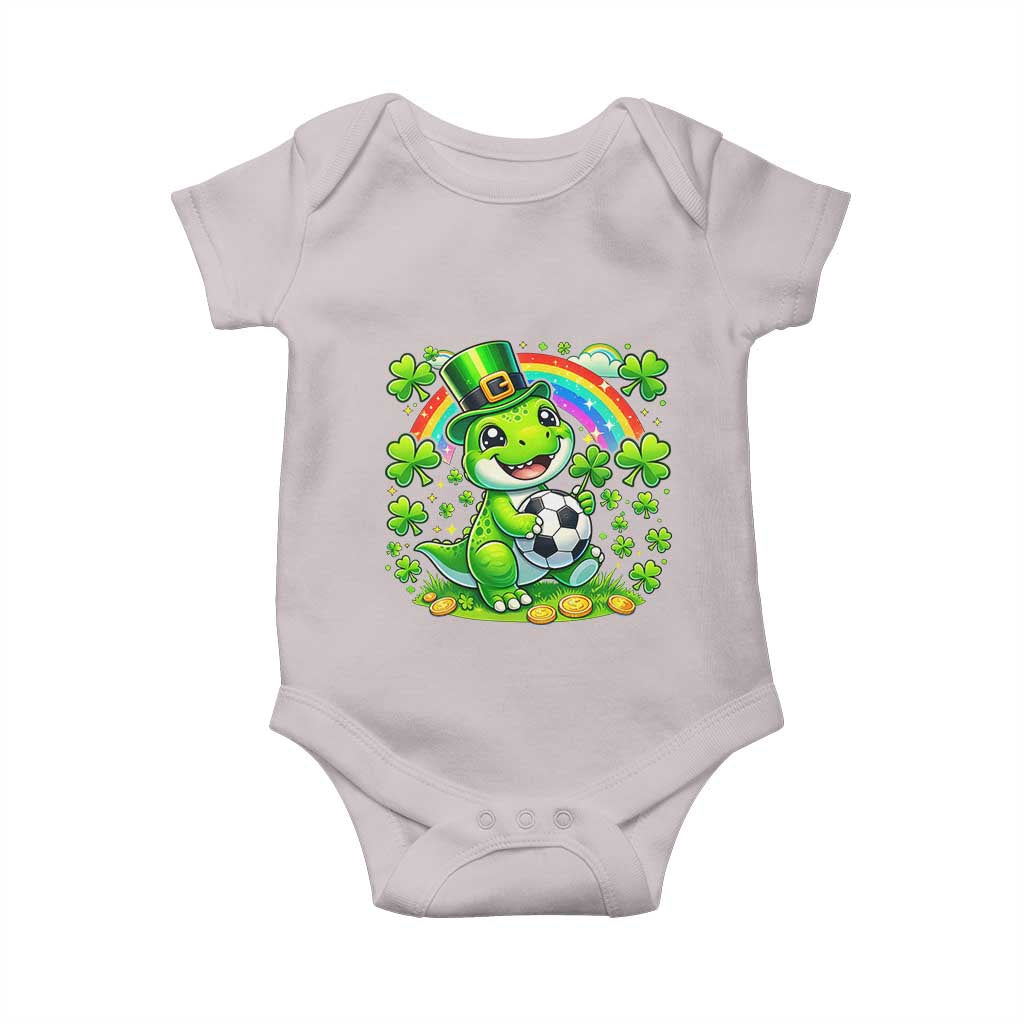 Cute Dinosaur Soccer Player Baby Onesie St Patricks Day Dino Lover
