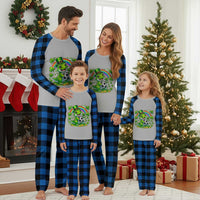 Cute Dinosaur Soccer Player Plaid Pajama Set St Patricks Day Dino Lover