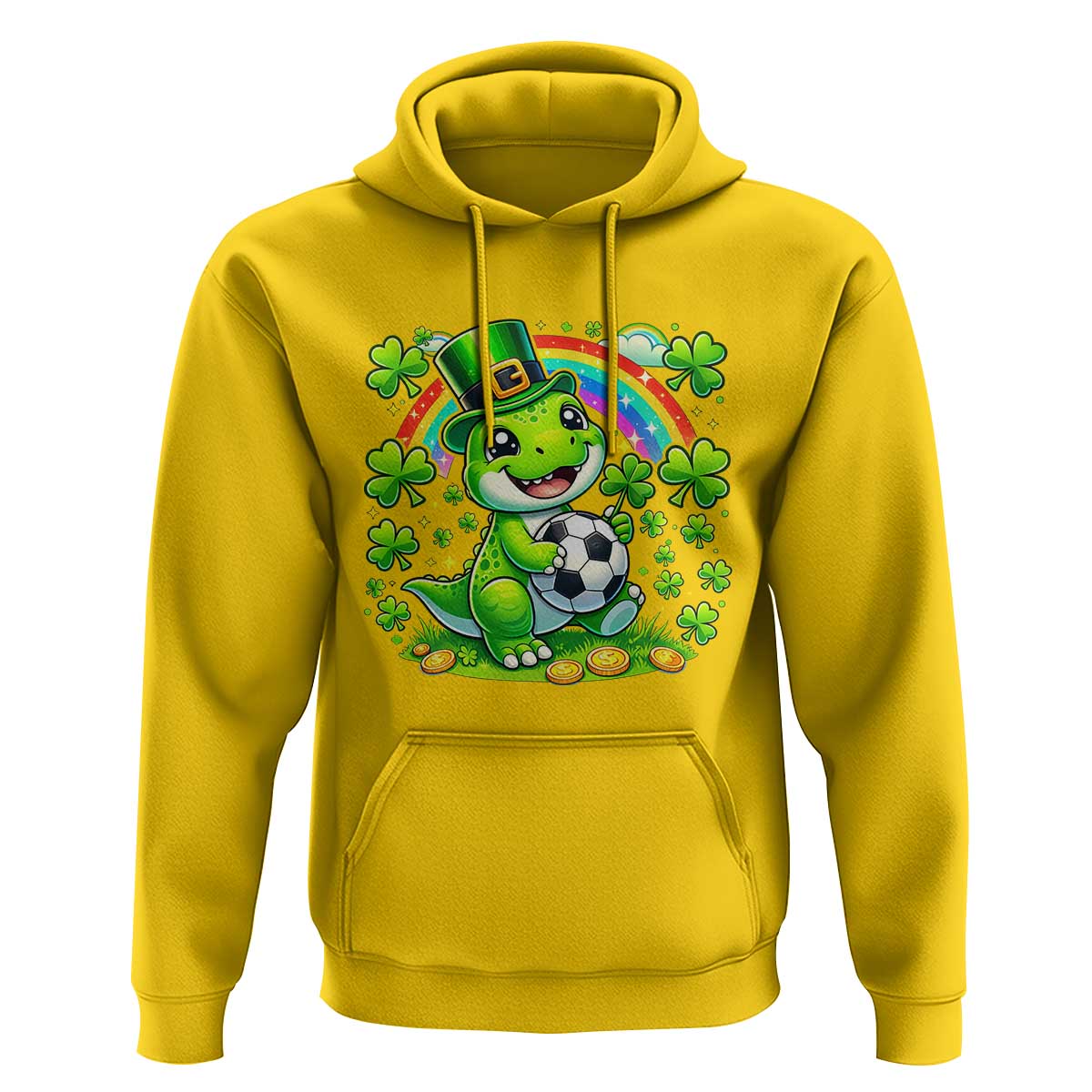 Cute Dinosaur Soccer Player Hoodie St Patricks Day Dino Lover