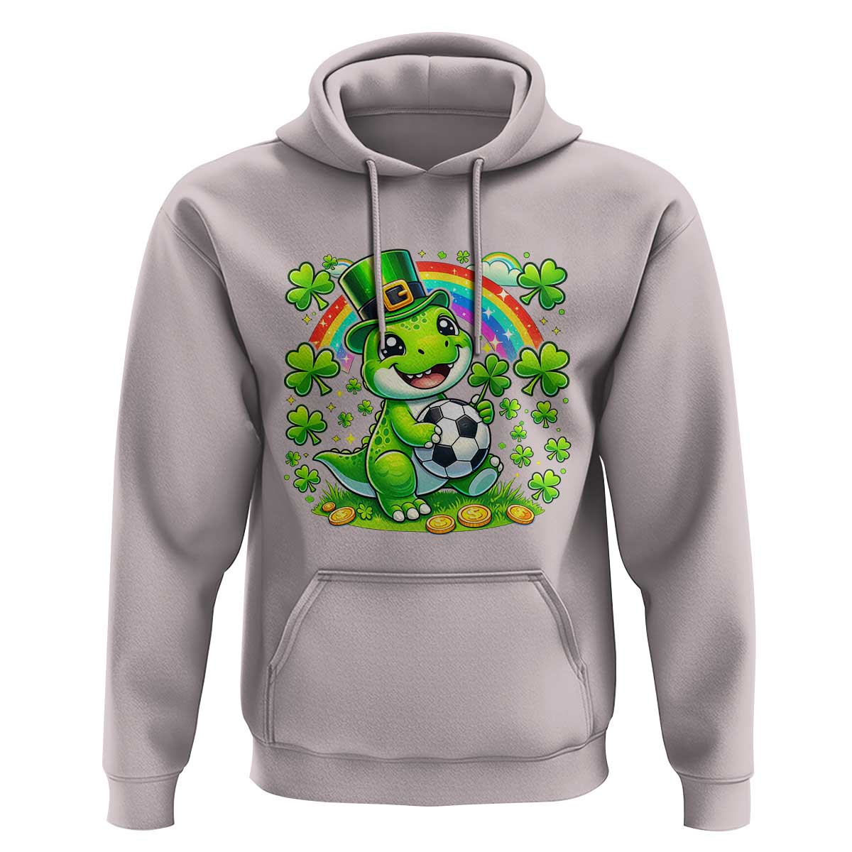 Cute Dinosaur Soccer Player Hoodie St Patricks Day Dino Lover