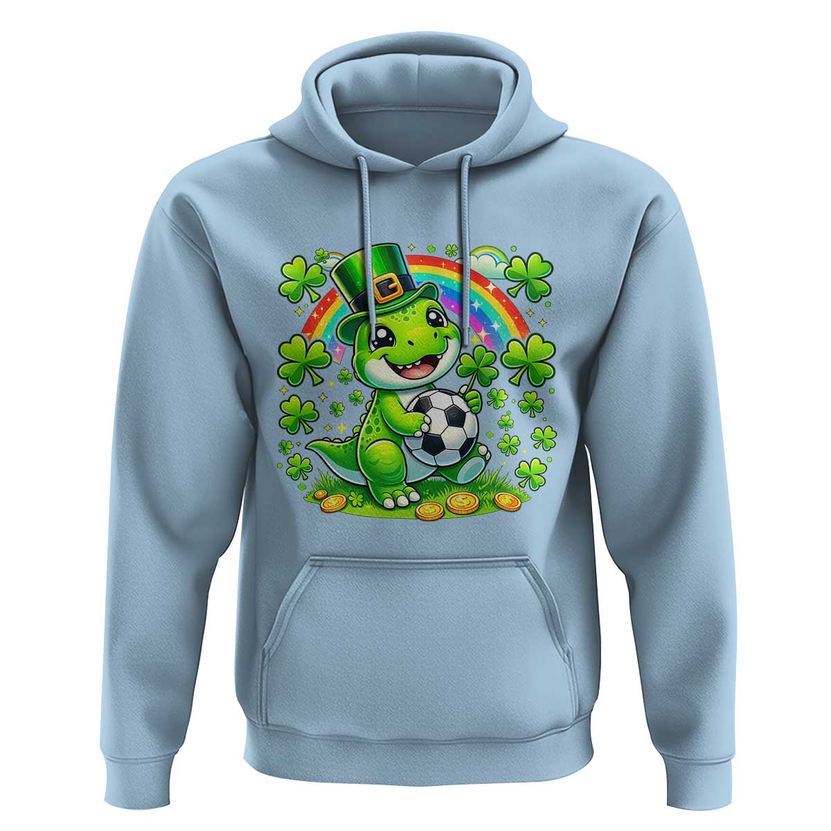 Cute Dinosaur Soccer Player Hoodie St Patricks Day Dino Lover