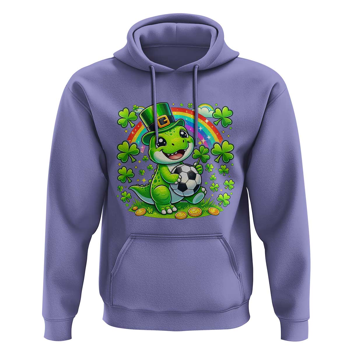 Cute Dinosaur Soccer Player Hoodie St Patricks Day Dino Lover
