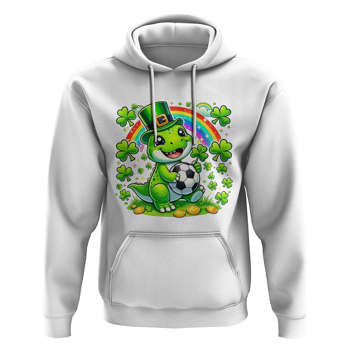 Cute Dinosaur Soccer Player Hoodie St Patricks Day Dino Lover