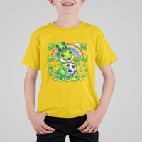 Cute Dinosaur Soccer Player T Shirt For Kid St Patricks Day Dino Lover