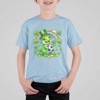 Cute Dinosaur Soccer Player T Shirt For Kid St Patricks Day Dino Lover