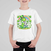 Cute Dinosaur Soccer Player T Shirt For Kid St Patricks Day Dino Lover