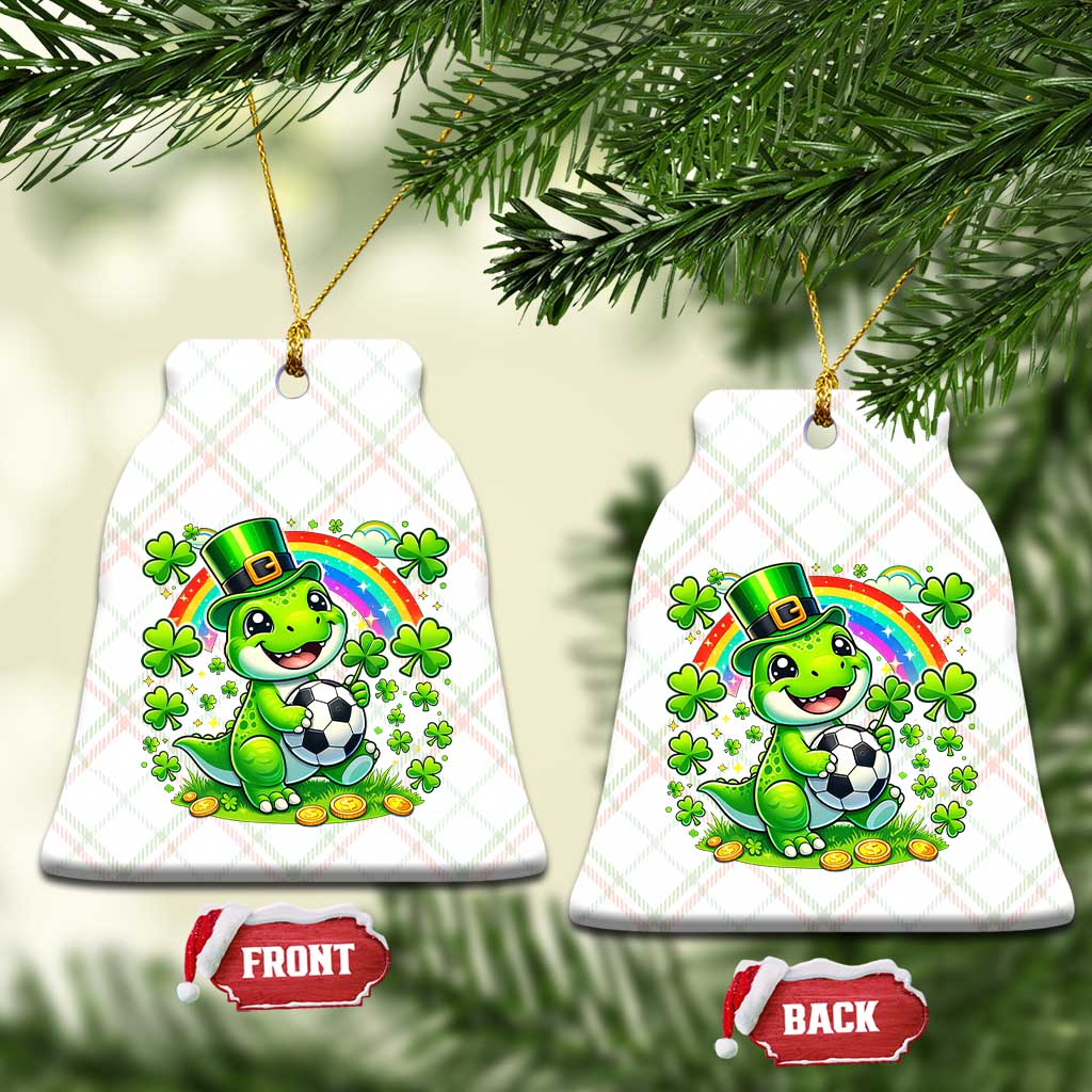 Cute Dinosaur Soccer Player Ceramic Ornament St Patricks Day Dino Lover