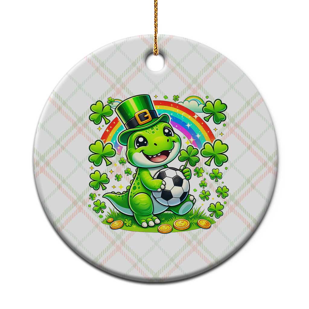 Cute Dinosaur Soccer Player Ceramic Ornament St Patricks Day Dino Lover