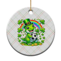 Cute Dinosaur Soccer Player Ceramic Ornament St Patricks Day Dino Lover