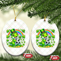 Cute Dinosaur Soccer Player Ceramic Ornament St Patricks Day Dino Lover
