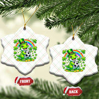 Cute Dinosaur Soccer Player Ceramic Ornament St Patricks Day Dino Lover