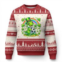 Cute Dinosaur Soccer Player Ugly Christmas Sweater St Patricks Day Dino Lover