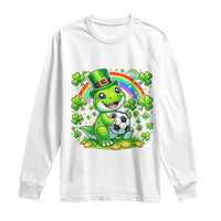 Cute Dinosaur Soccer Player Long Sleeve Shirt St Patricks Day Dino Lover