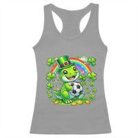 Cute Dinosaur Soccer Player Racerback Tank Top St Patricks Day Dino Lover