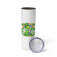 Cute Dinosaur Soccer Player Skinny Tumbler St Patricks Day Dino Lover