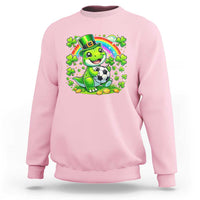 Cute Dinosaur Soccer Player Sweatshirt St Patricks Day Dino Lover
