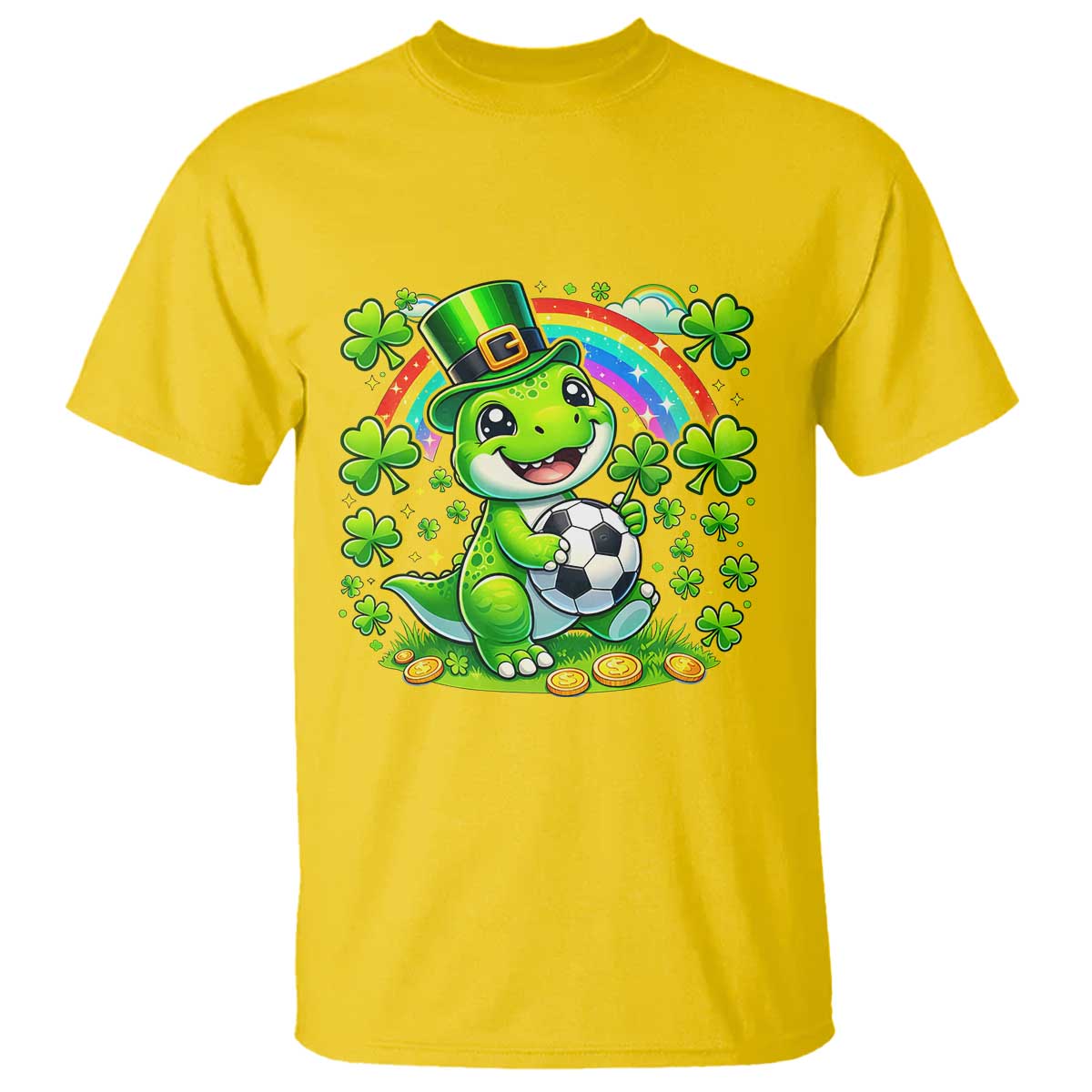 Cute Dinosaur Soccer Player T Shirt St Patricks Day Dino Lover