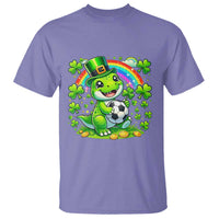 Cute Dinosaur Soccer Player T Shirt St Patricks Day Dino Lover