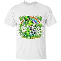 Cute Dinosaur Soccer Player T Shirt St Patricks Day Dino Lover