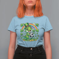 Cute Dinosaur Soccer Player T Shirt For Women St Patricks Day Dino Lover