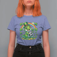 Cute Dinosaur Soccer Player T Shirt For Women St Patricks Day Dino Lover