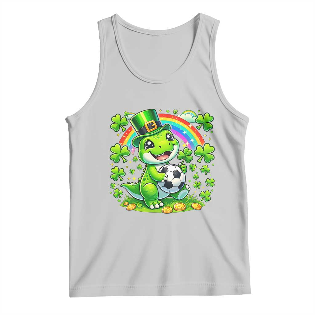 Cute Dinosaur Soccer Player Tank Top St Patricks Day Dino Lover