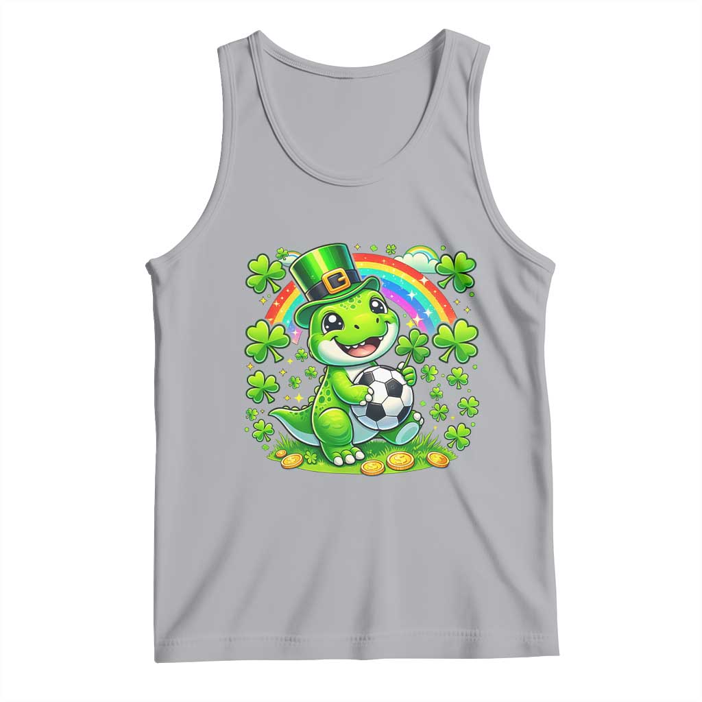 Cute Dinosaur Soccer Player Tank Top St Patricks Day Dino Lover