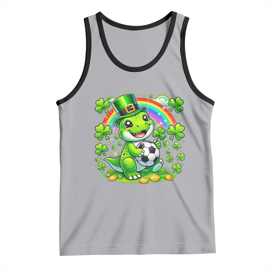 Cute Dinosaur Soccer Player Tank Top St Patricks Day Dino Lover
