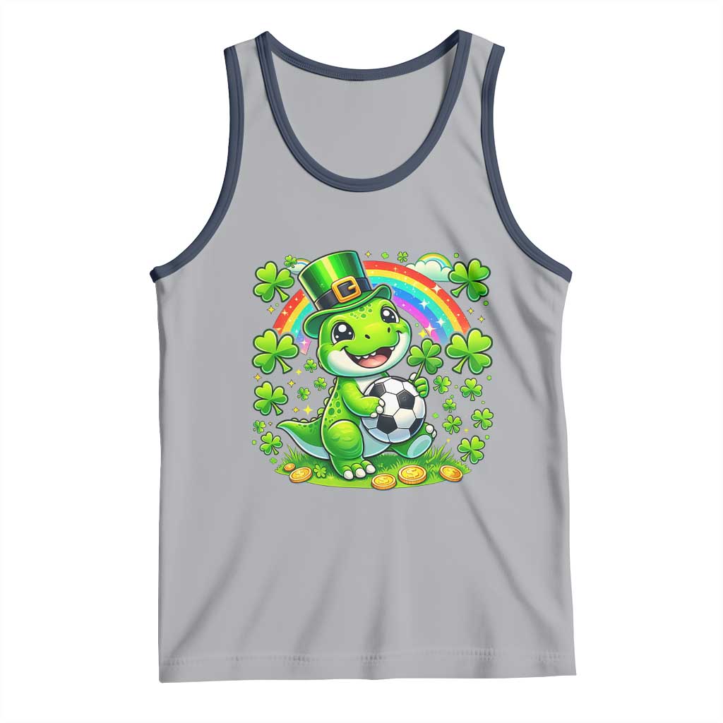 Cute Dinosaur Soccer Player Tank Top St Patricks Day Dino Lover