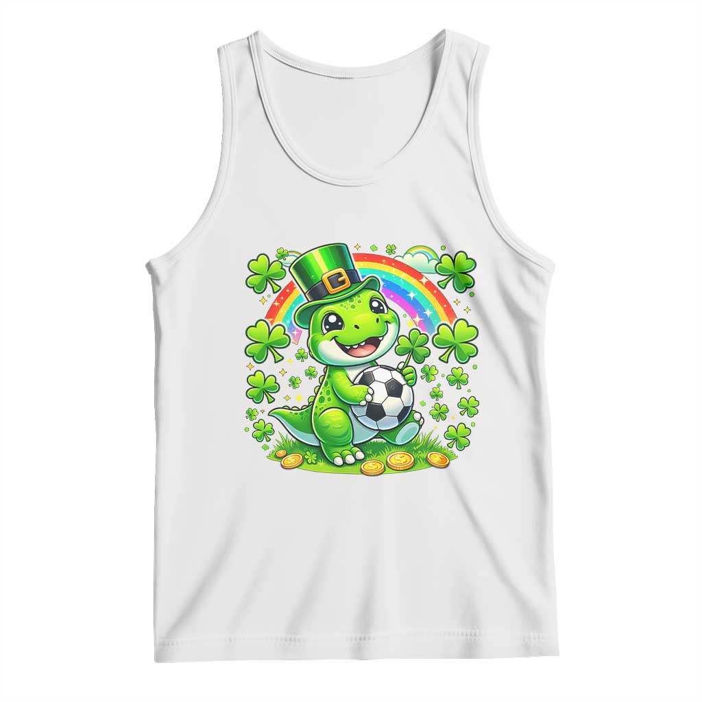 Cute Dinosaur Soccer Player Tank Top St Patricks Day Dino Lover