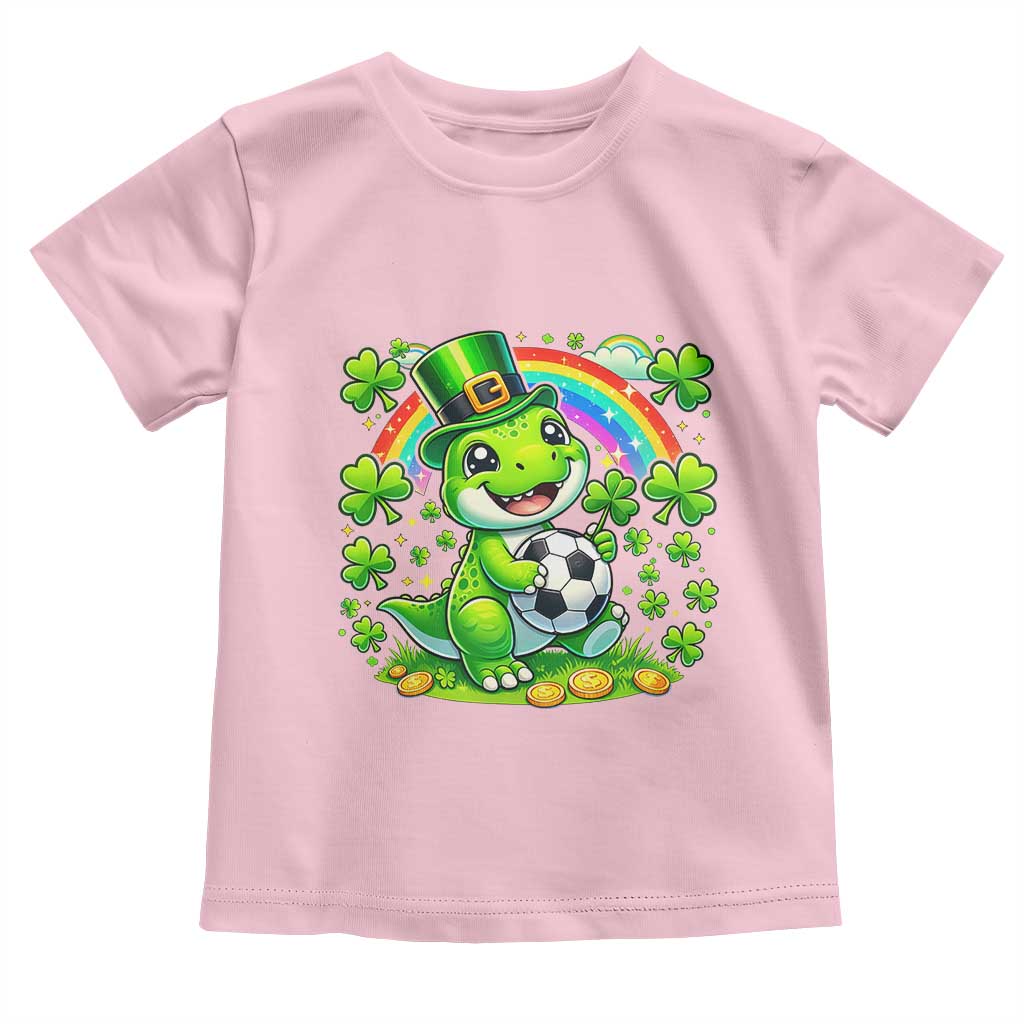 Cute Dinosaur Soccer Player Toddler T Shirt St Patricks Day Dino Lover