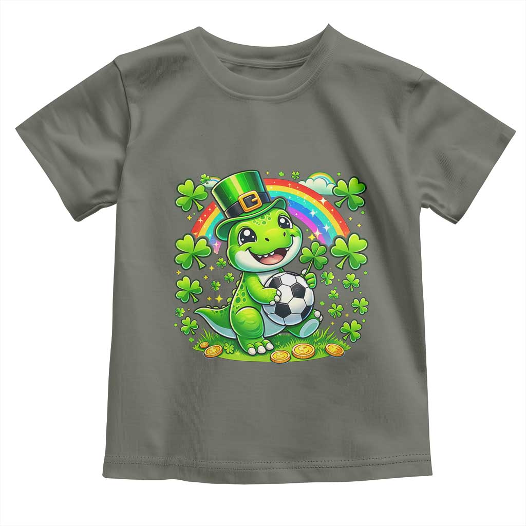 Cute Dinosaur Soccer Player Toddler T Shirt St Patricks Day Dino Lover