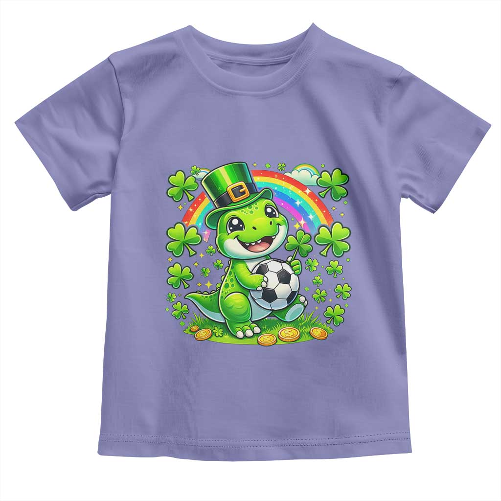 Cute Dinosaur Soccer Player Toddler T Shirt St Patricks Day Dino Lover