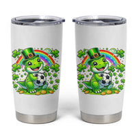 Cute Dinosaur Soccer Player Tumbler Cup St Patricks Day Dino Lover