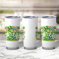 Cute Dinosaur Soccer Player Tumbler Cup St Patricks Day Dino Lover