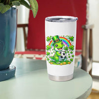 Cute Dinosaur Soccer Player Tumbler Cup St Patricks Day Dino Lover