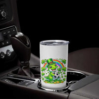 Cute Dinosaur Soccer Player Tumbler Cup St Patricks Day Dino Lover