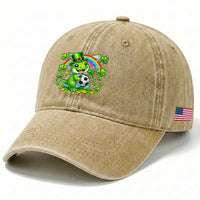 Cute Dinosaur Soccer Player Washed Cotton Baseball Cap St Patricks Day Dino Lover
