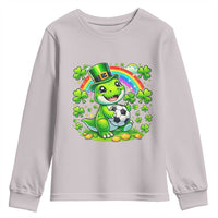 Cute Dinosaur Soccer Player Youth Sweatshirt St Patricks Day Dino Lover