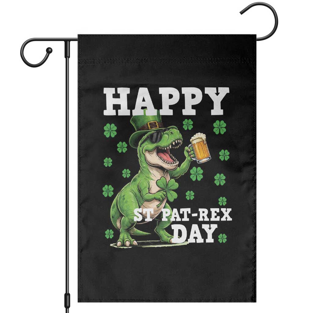 Happy St Pat Rex Day Garden Flag Funny Dinosaur Drinking Beer