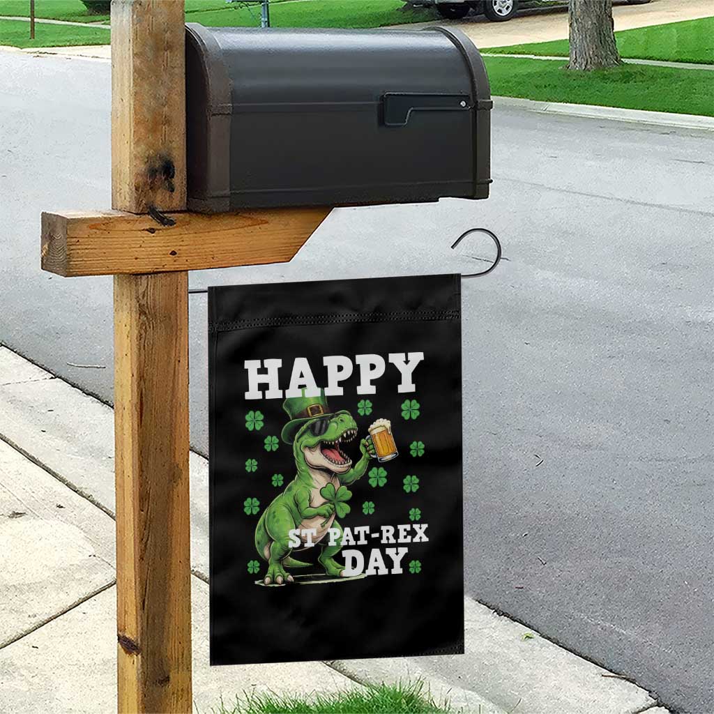 Happy St Pat Rex Day Garden Flag Funny Dinosaur Drinking Beer
